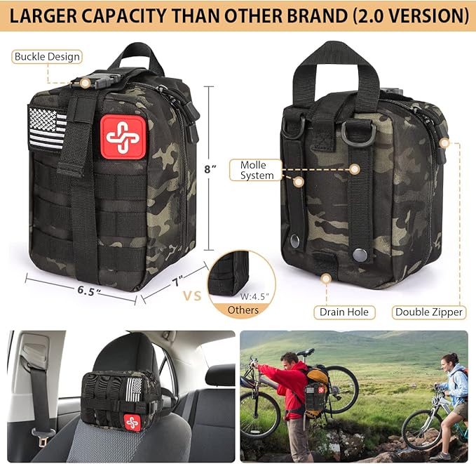 250-Piece Survival Kit with Molle-Compatible Bag & Emergency Tent – Complete First Aid Kit for Outdoor Adventures, Hiking, Hunting, Earthquakes & More – Essential Emergency Gear for Men & Women