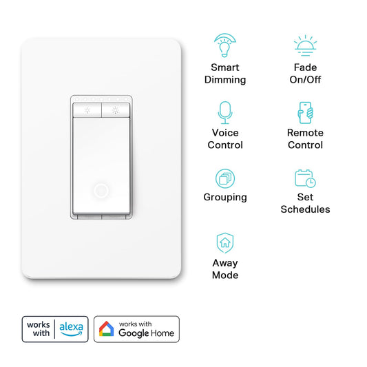 Kasa Smart Dimmer Switch HS220 – Single Pole, Requires Neutral Wire, 2.4GHz Wi-Fi, Works with Alexa & Google Home, UL Certified, No Hub Required (1-Pack)