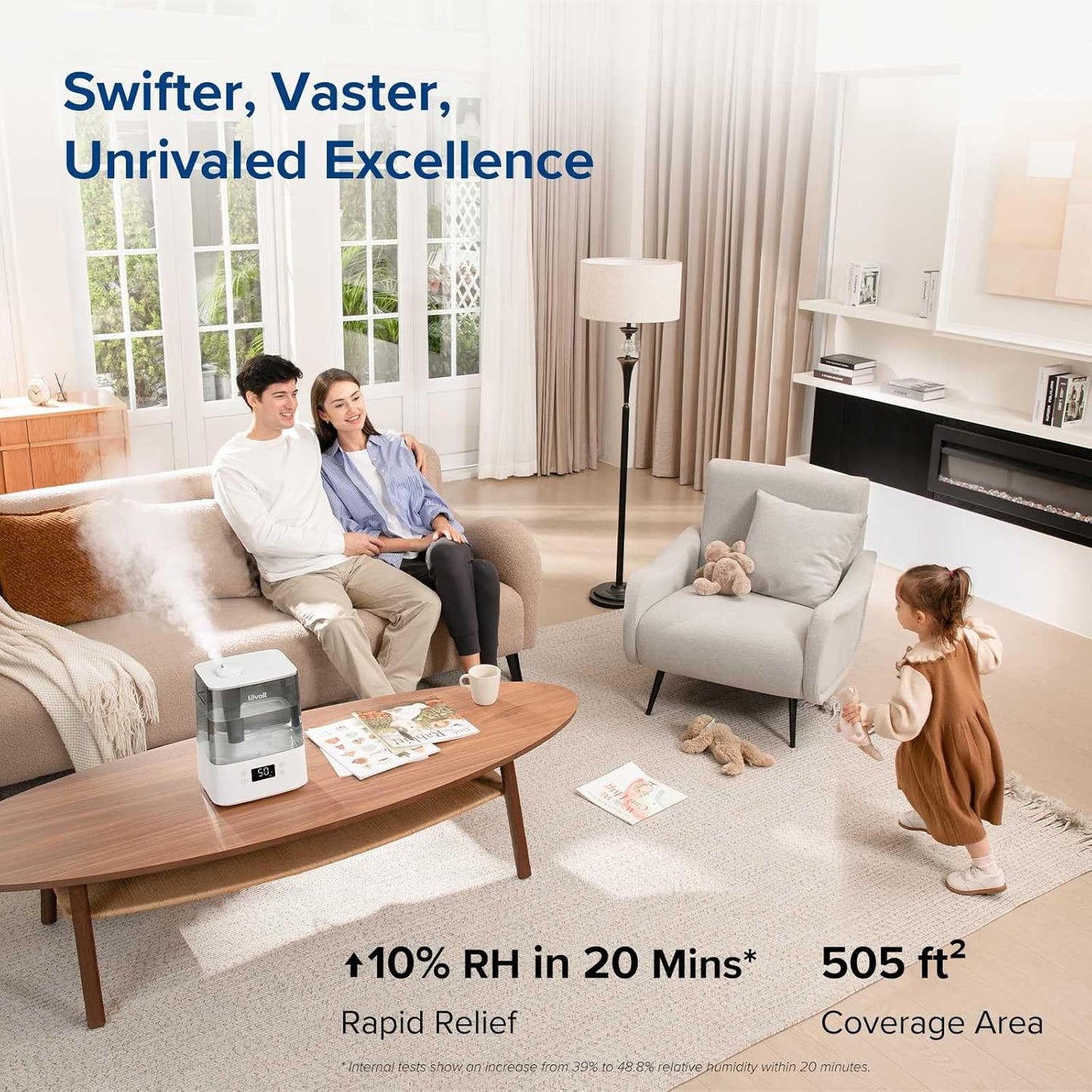LEVOIT Smart Humidifier for Bedroom & Large Rooms (6L) – Cool Mist Top Fill Essential Oil Diffuser, Smart App & Voice Control, Rapid Humidification, Auto Mode & Quiet Sleep Mode, Gray