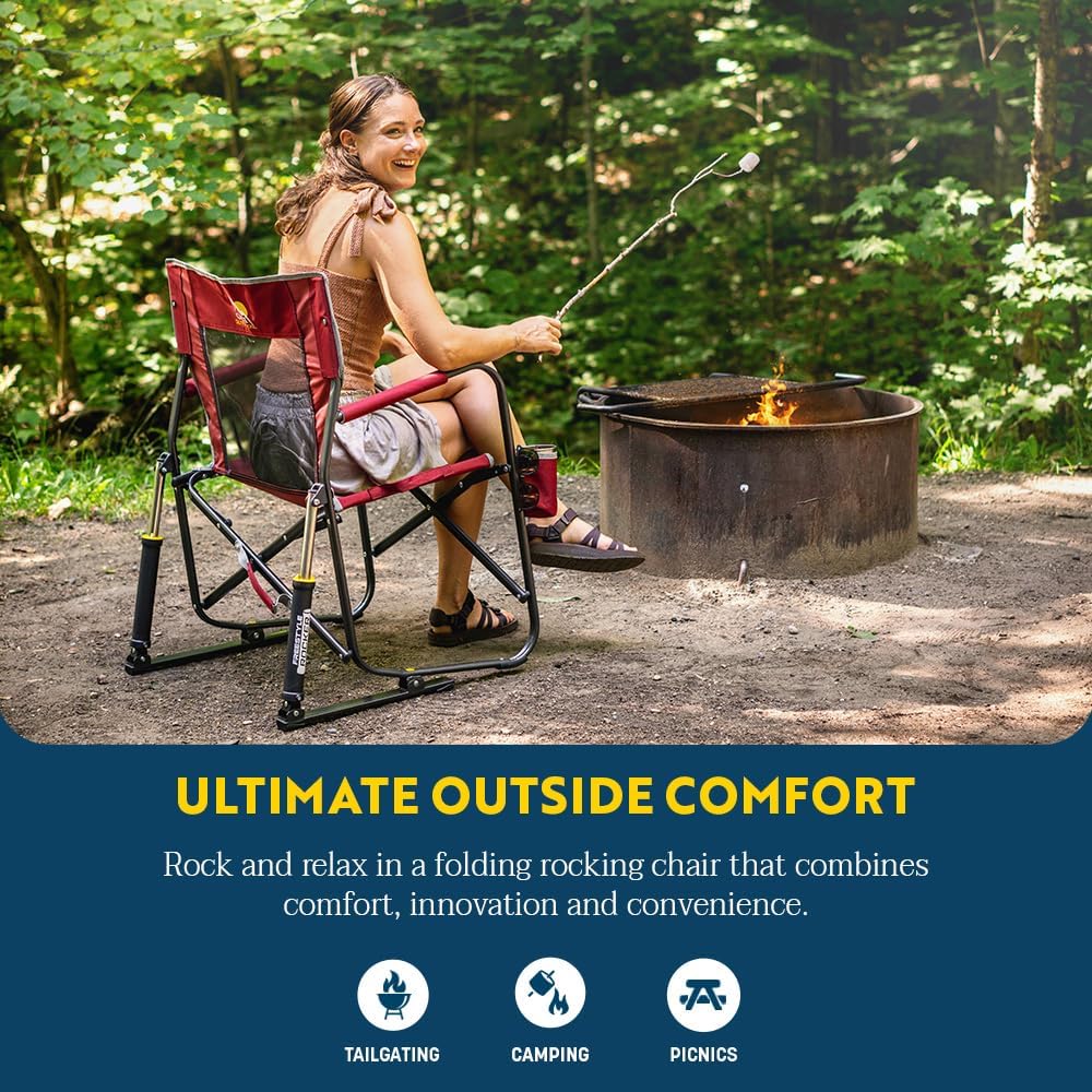 GCI OUTDOOR Freestyle Rocker – Portable Outdoor Rocking Chair with Built-in Beverage Holder for Ultimate Comfort